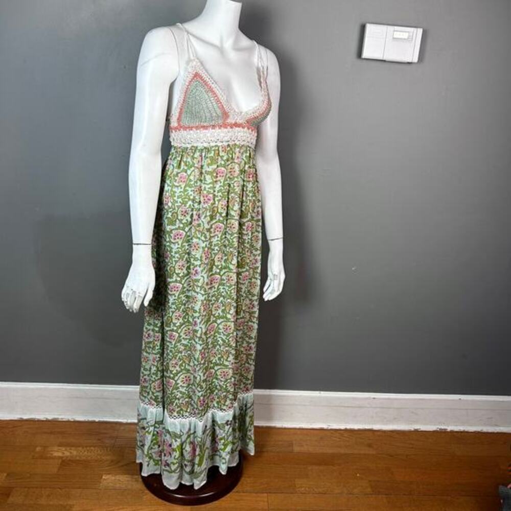 Miss June maxi dress small crochet baby doll tassel floral India boho hippie - Picture 4 of 16